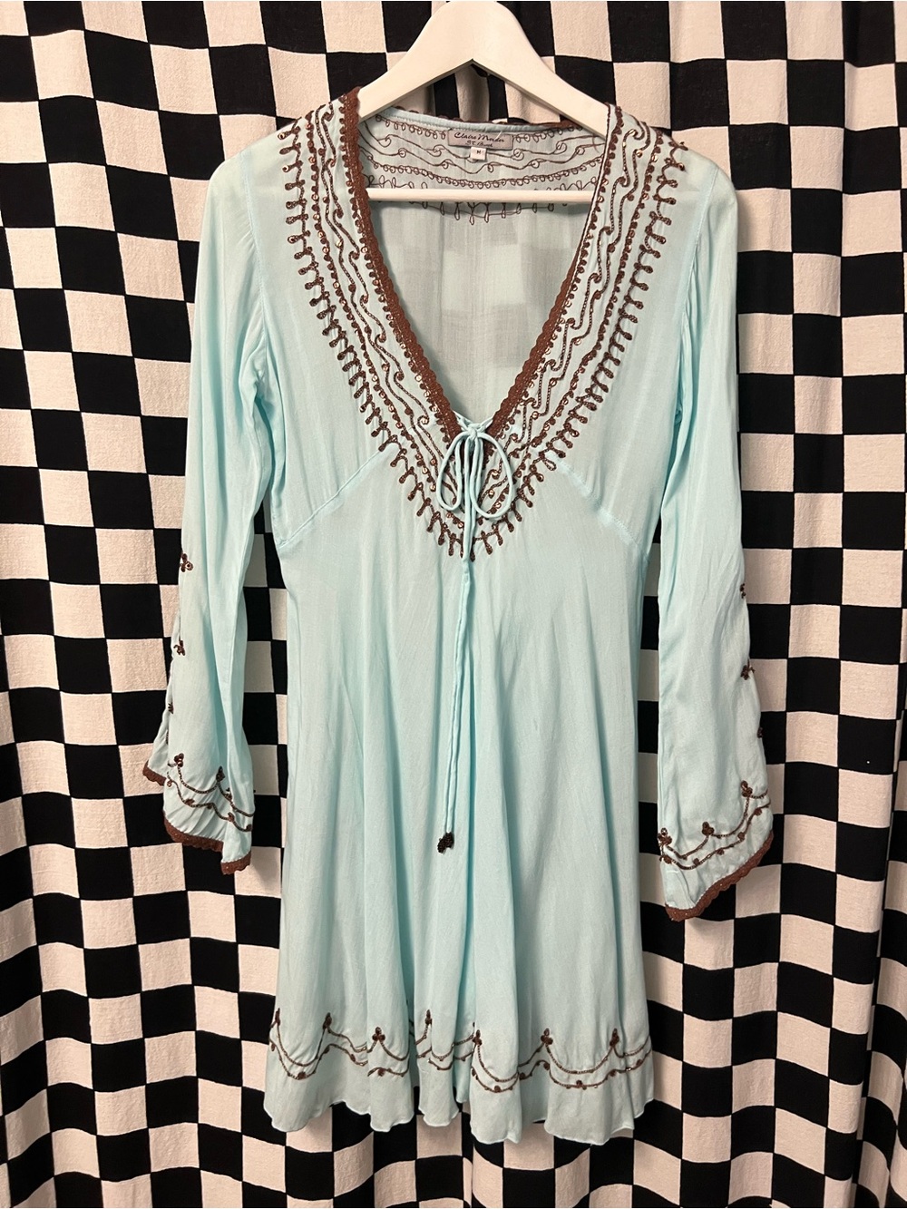 Claire Mercier Embroidered Boho Tunic Dress